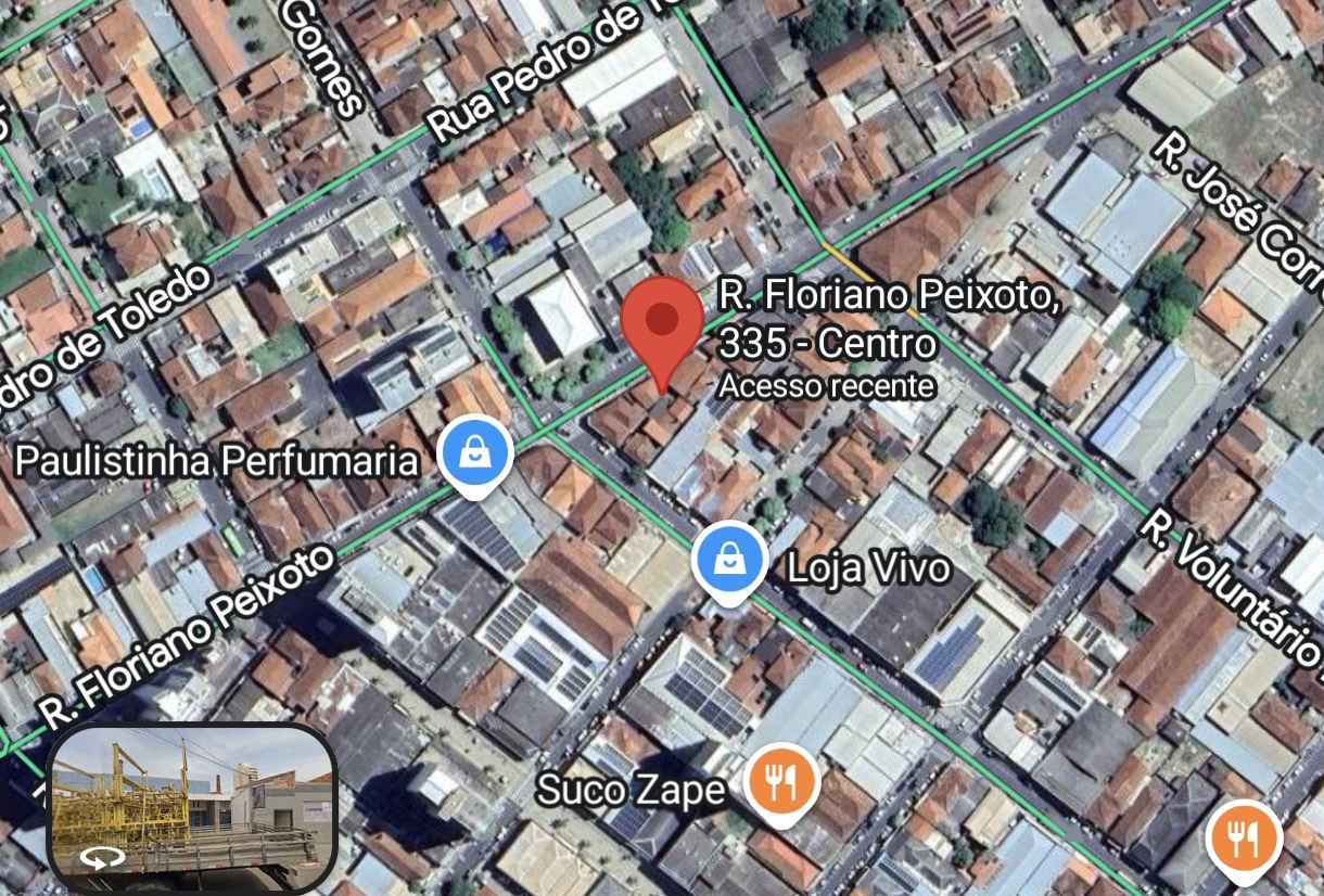 Localização da Compulins: Rua Floriano Peixoto, 335 - Centro, Lins/SP